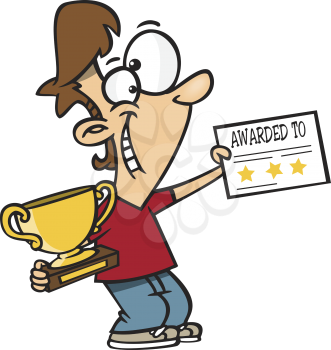 Royalty Free Clipart Image of a Person With Awards