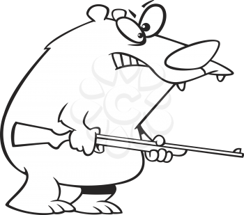 Royalty Free Clipart Image of a Bear With a Gun