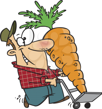 Royalty Free Clipart Image of a Man With a Big Carrot