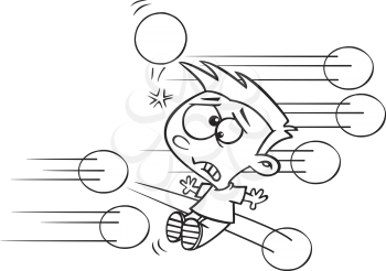 Royalty Free Clipart Image of a Kid Getting Hit By Balls