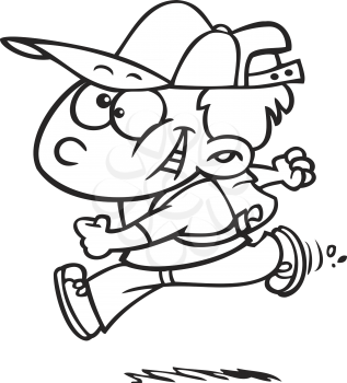 Royalty Free Clipart Image of a Boy in a Backpack Running