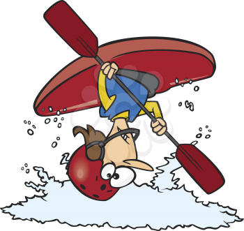 Royalty Free Clipart Image of a Flipped Kayaker