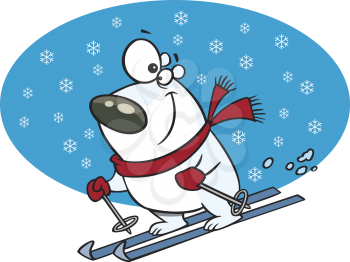 Royalty Free Clipart Image of a Polar Bear on Skis
