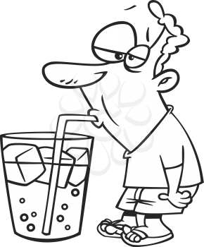 Royalty Free Clipart Image of a Man With a Big Drink