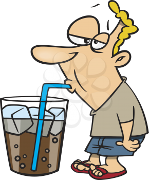 Royalty Free Clipart Image of a Man With a Big Drink