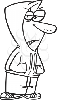Royalty Free Clipart Image of a Man in a Hooded Sweatshirt