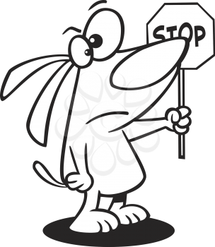 Royalty Free Clipart Image of a Dog Crossing Guard