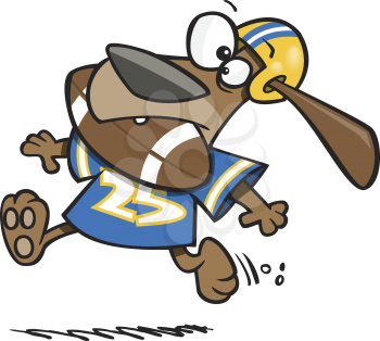 Royalty Free Clipart Image of a Dog Playing Football