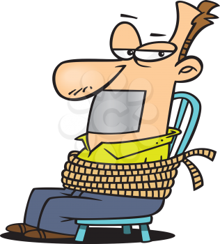 Royalty Free Clipart Image of a Man Tied and Gagged