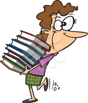 Royalty Free Clipart Image of a Woman Carrying Books
