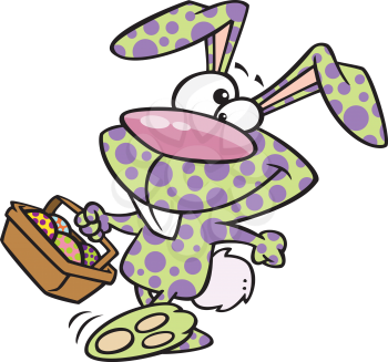 Royalty Free Clipart Image of a Polka Dot Easter Bunny