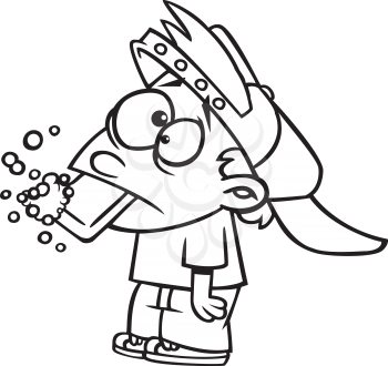 Royalty Free Clipart Image of a Boy Getting His Mouth Washed Out With Soap