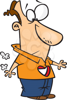 Royalty Free Clipart Image of a Man With a Heart Hole in Chest