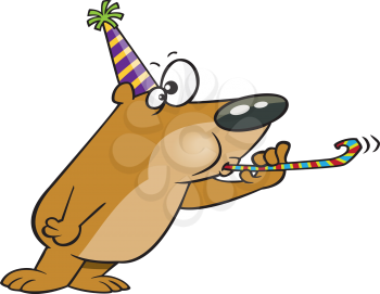 Royalty Free Clipart Image of a Bear Celebrating New Year's
