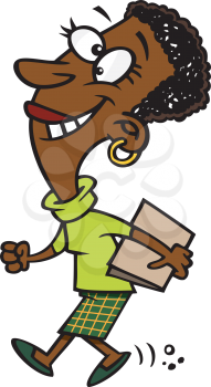 Royalty Free Clipart Image of a Woman Carrying a Folder