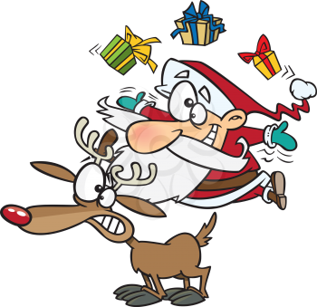 Royalty Free Clipart Image of a Juggling Santa