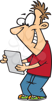 Royalty Free Clipart Image of a Man With an Electronic Tablet