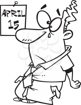 Royalty Free Clipart Image of a Man Looking at April 15 on the Calendar