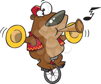 Royalty Free Clipart Image of a Bear on a Unicycle