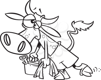 Royalty Free Clipart Image of a Tired Cow