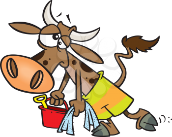Royalty Free Clipart Image of a Tired Cow