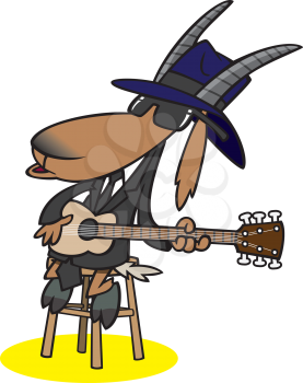 Royalty Free Clipart Image of a Goat Playing the Blues