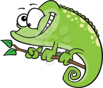Royalty Free Clipart Image of a Green Chameleon