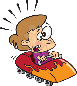 Royalty Free Clipart Image of a Boy on a Roller Coaster