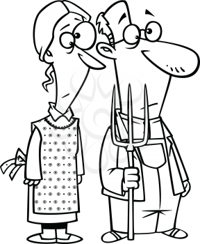 Royalty Free Clipart Image of American Gothic
