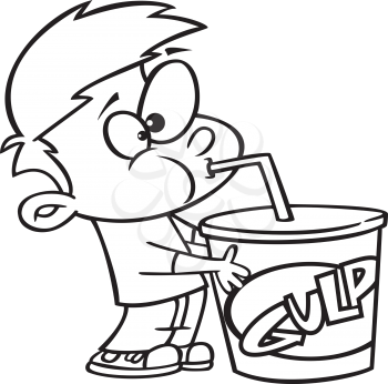 Royalty Free Clipart Image of a Boy Having a Drink