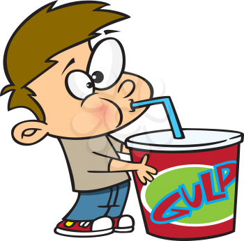 Royalty Free Clipart Image of a Boy Having a Drink