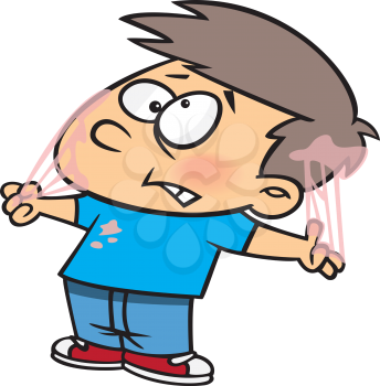 Royalty Free Clipart Image of a Boy Covered in Gum
