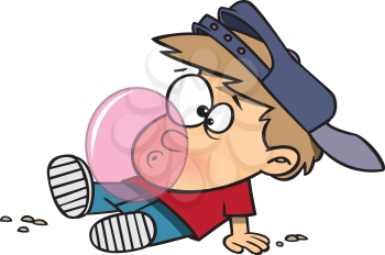 Royalty Free Clipart Image of a Boy Chewing Gum