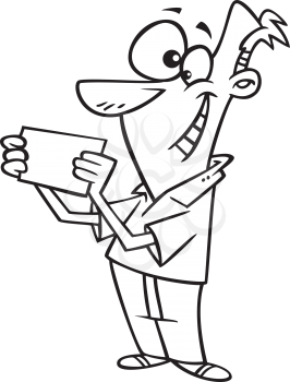 Royalty Free Clipart Image of a Man Reading a Card