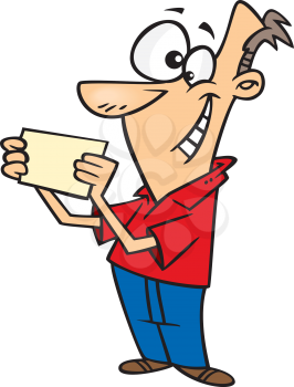 Royalty Free Clipart Image of a Man Reading a Card