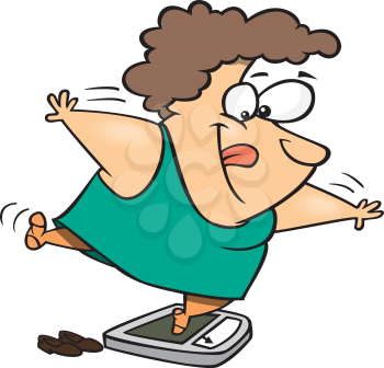 Royalty Free Clipart Image of a Woman on a Scale