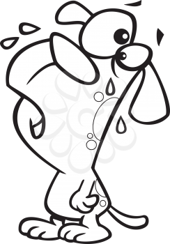 Royalty Free Clipart Image of a Crying Puppy