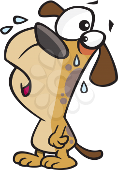 Royalty Free Clipart Image of a Crying Puppy