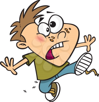 Royalty Free Clipart Image of a Boy Near Ants