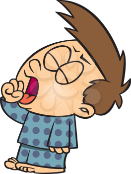 Royalty Free Clipart Image of a Boy Yawning