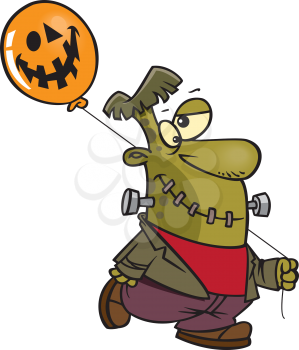 Royalty Free Clipart Image of Frankenstein Holding a Balloon 