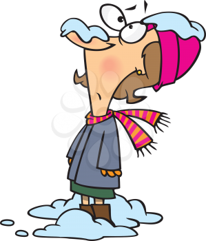 Royalty Free Clipart Image of a Woman Covered in Snow