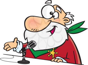 Royalty Free Clipart Image of a Man Talking into a Microphone