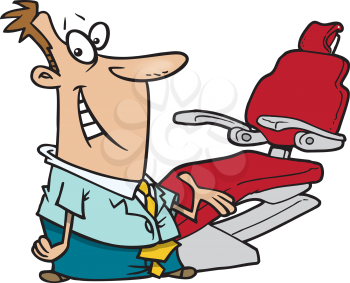 Royalty Free Clipart Image of a Dentist Standing by a Chair