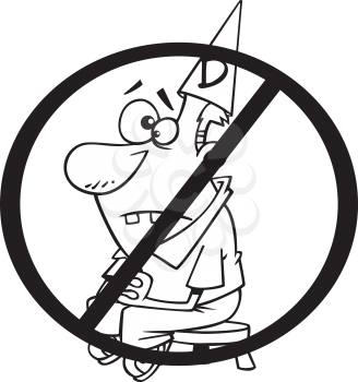 Royalty Free Clipart Image of a Not Allowing Sign Over a Man