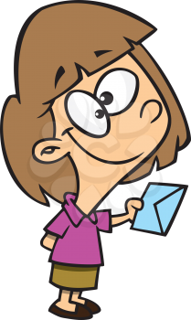 Royalty Free Clipart Image of a Woman Holding an Invitation