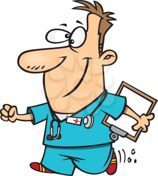 Royalty Free Clipart Image of a Male Nurse