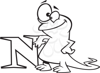 Royalty Free Clipart Image of a Newt Beside the Letter N