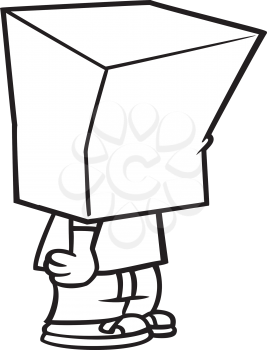 Royalty Free Clipart Image of a Boy Hiding Under a Bag