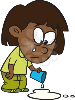 Royalty Free Clipart Image of a Girl With a Spilled Drink